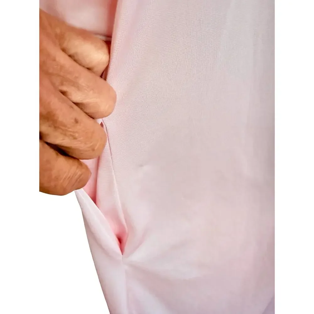 Vintage Shadowline Peignoir Set Small Pink Nylon Floral Appliqué Nightgown Robe